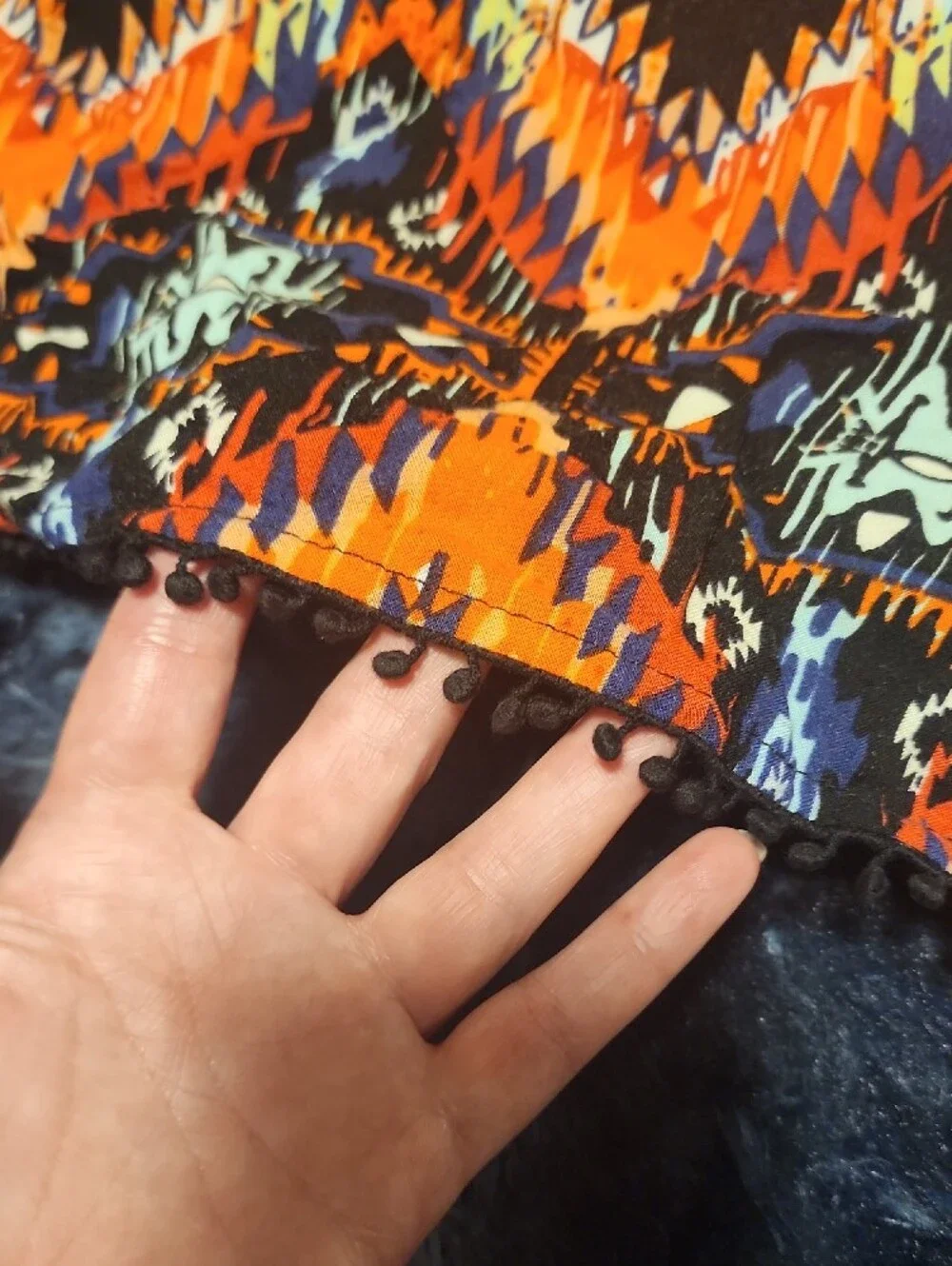 No Boundaries Orange Black Aztec Print Women's Short Shorts Size Med 7-9